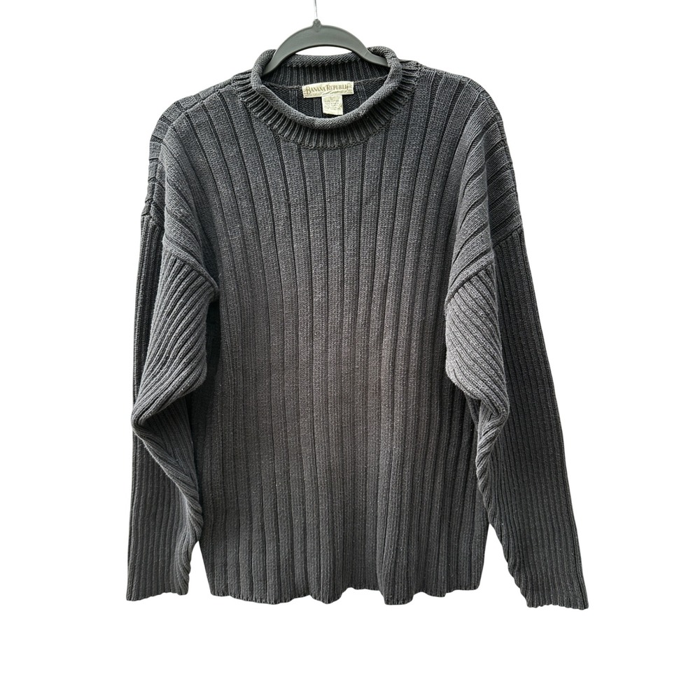 Banana Republic Vintage Cotton Ribbed Roll Mock Neck Men Large